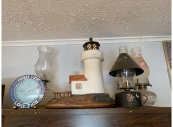 Hurricane Lamps, Nautical Ships Clock, Lighthouse Lamp