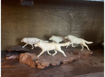 Antique John Perry Pack Of Wolves Sculpture On Tree Slab