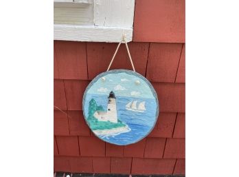 Lighthouse Nautical Painting On Slate