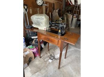 Antique Singer Sewing Machine In Cabinet & Vintage Kenmore Sewing Machine