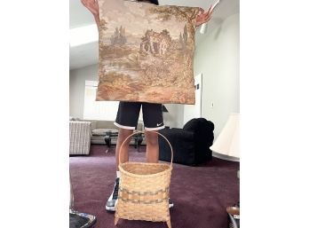 Antique Tapestry & Woven Basket