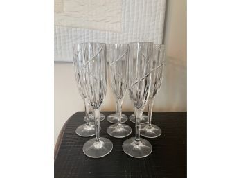 8 Mikasa Uptown Crystal Champagne Flute Glasses
