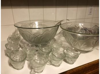 2 Antique Punch Bowls With Cups