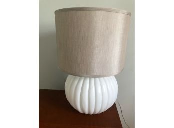Crate & Barrel Table Lamp With Gray Silk Shade