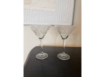 Disney Mickey Mouse Etched Martini Glasses
