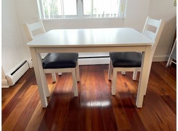 White Kitchen Table , 2 Kitchen Chairs Leather Seating