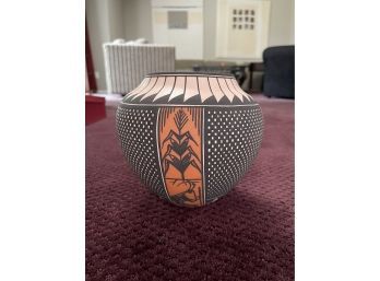 Signed Acoma Pueblo Native American Pottery Vase- Emil C