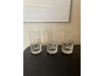 3 Etched Safari Beer Glasses