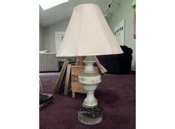 Antique Table Lamp, Hand Painted Gold Trimming