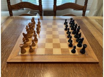 Wood Chess Board With Weighted Chess Pieces