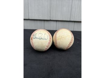 Signed Ed Kranepool & Glenn Beckert Baseballs In Cases