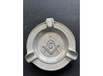 Rare Vintage Mason Masonic Metal Ashtray Compass 1970s