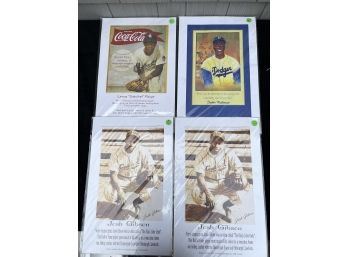 Vintage Baseball Matted Prints - Jackie Robinson Satchel 2- Josh Gibson