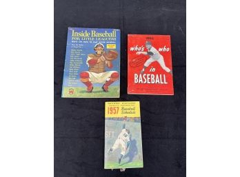 1957 Baseball Schedule , Inside Baseball For Little Leaguers Book, 1962 Whos Who In Baseball,