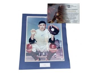 Signed Yogi Berra Mounted Poster With COA Certificate Of Authenticity