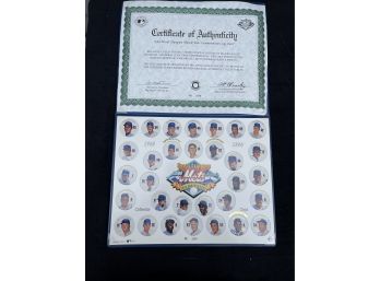 New York Mets 1969 Commemorative Caps Sheet With COA Certificate Of Authenticity