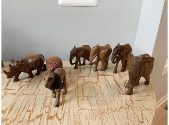 Carved Wood Safari Animal Statues - Imported Directly From Africa