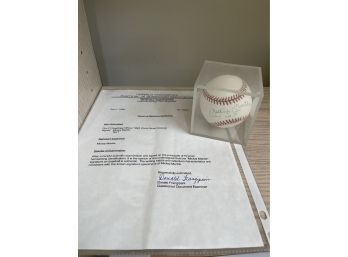 Signed Mickey Mantle Baseball With Forensic Handwriting Authenticity Document
