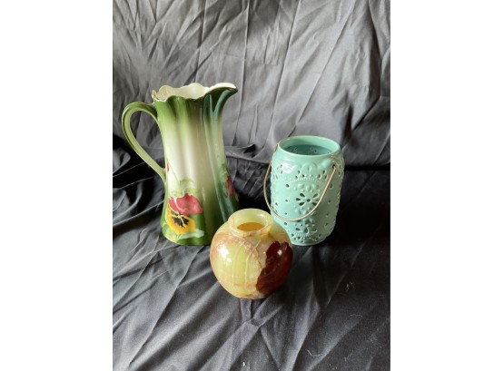 Pitcher, Candle Holder And Vase