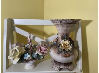 Capodimonte Vase And Floral Piece