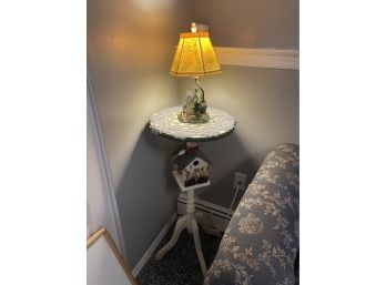 Birdhouse Side Table With Cottage Lamp