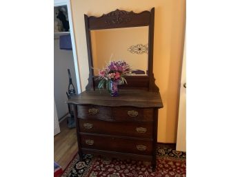 Antique Chest Of Drawers Dresser With Mirror
