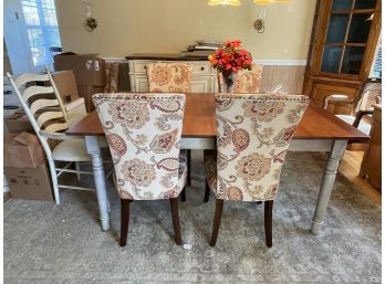 Expanding Dining Table By S Bent Bros W/ 1 Chairs, 4 Upholstered Chairs By Pier 1 Imports