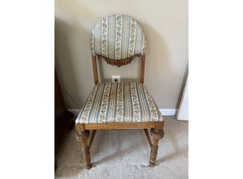 Vintage Carved Wood & Upholstered Side Chair