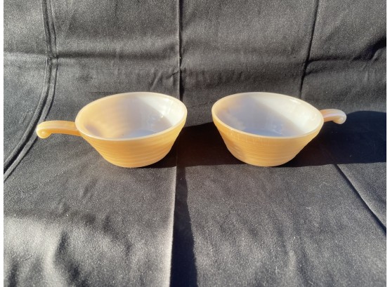 Vintage Peach Luster Beehive Fire King Bowls