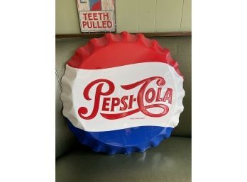 Pepsi Cola Tin Bottle Cap Wall Sign