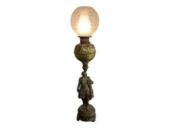 Antique Bronze 18th Century Figural Statue Lamp