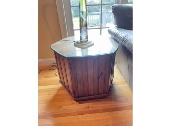Vintage Hexagon Side Table With Glass Top