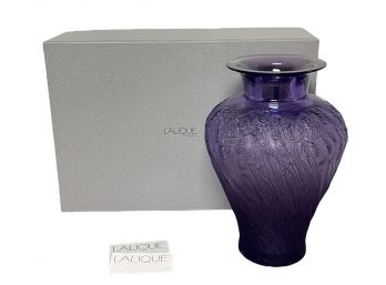 Signed Lalique Lavande Amethyst Purple Vase - Gorgeous!
