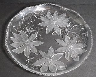 14' Frosted Crystal Poinsettia Serving Platter By WP&G