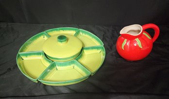 Vintage Dip Tray & Red Tomato Pitcher