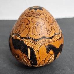 VTG Hand Carved Peruvian 'Storyteller' Gourd Shaker