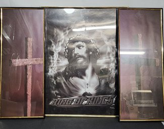Framed 'King Of Kings' And Cross Prints