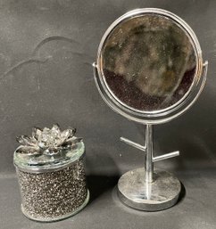 Crystal Lotus Flower Box W/ Makeup Mirror
