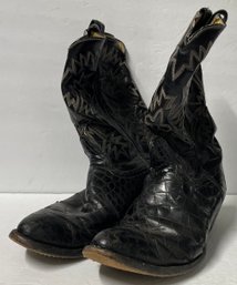 Vintage Black Tony Lama Western Boots W/ Carrying Case