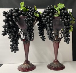 Vintage Decorative Metal/glass Grape Stands