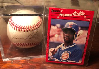 Jerome Walton Autographed Baseball And Card