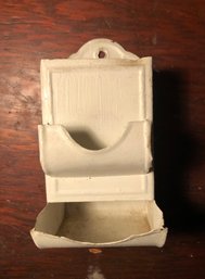 Vintage Wall Metal Match Holder - Painted White