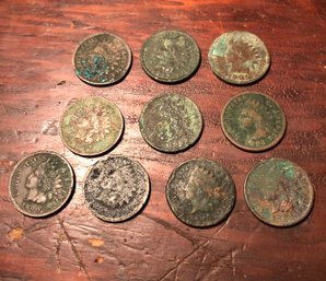 10 Corroded Indian Head Pennies Low Grade