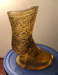 Chipped  And Cracked  Fenton Amber Boot On Stand