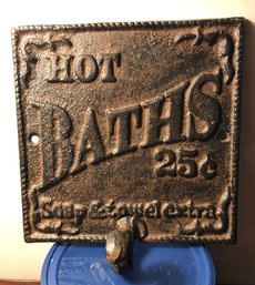 Cast Iron Hot Baths Sign / Hook
