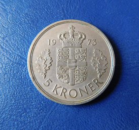 1973 Denmark 5 Kroner Coin