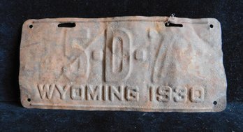 1930 Wyoming Rusty License Plate