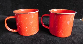 2 Red Enamel Cups