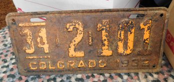 1932 Colorado License Plate