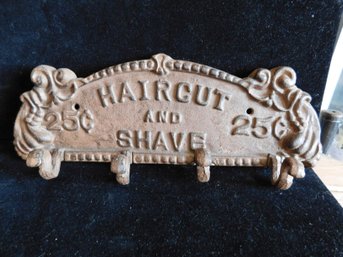 Haircut & Shave Cast Iron Sign (reproduction)